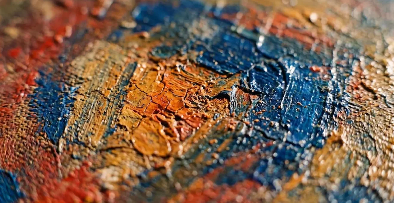 Dettaglio ravvicinato di texture e matericità in un'opera d'arte