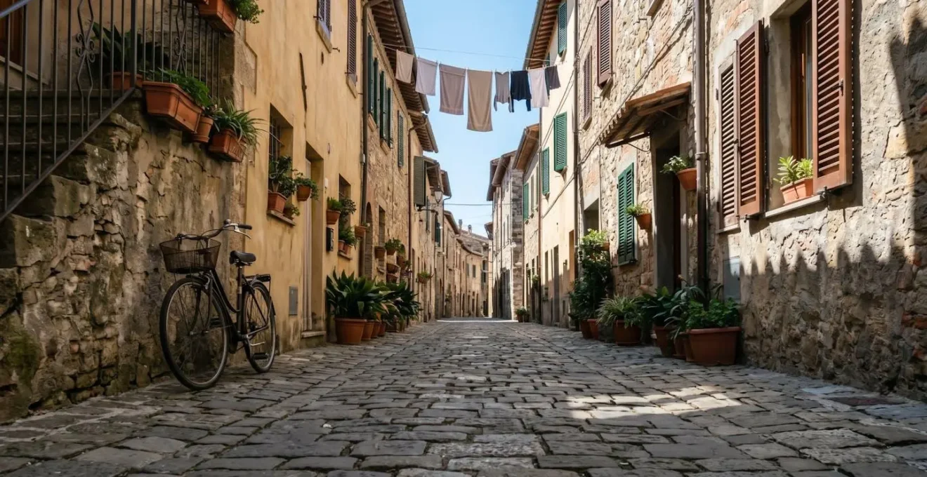 Scorcio tranquillo di un quartiere residenziale italiano a pochi passi dal centro turistico